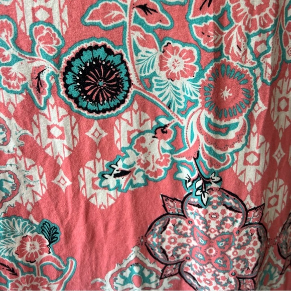 Ellen Tracy Floral Print Tunic Dress Keyhole Neckline 3/4 Sleeve Casual XL - Picture 6 of 8